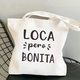 ショッピングバッグ女性カジュアルトートカワイイスペインの女性バッグ大容量印刷ハンドバッグガールズキャンバス折りたたみ可能