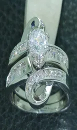Gioielli di moda Mystic Divinity Jewelery 5A Zircon CZ 10KT Bianco Oro Pieno set di anelli nuziali SZ 510 4925495