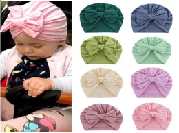18 cores chapéus de bebê bowknots turbans solidcolor chapéu infantil acessórios de cabelo faixas de algodão w011741033711