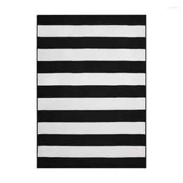 Carpets Better Homes & Gardens 7' X 10' Black And White Striped Outdoor Rug Patio Decor