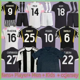 23 24 25CHIESA Yildiz Juventus Maglie da calcio Vlahovic Milik di Mariakean Pogba Bremer Danilo Locatelli Rabiot All Away Shirt Football Fan Kids Kits Uniforms