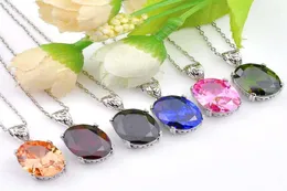 Yeni 6pclot Luckyshine Nişan Takı Morganite Kunzite Topaz Gems Kolye 925 STERLING Silver ABD İsrail Düğün Ayrıntıları Yahudi1722532