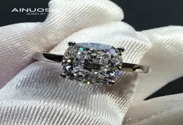 Solitare 9x9 мм подушной обручальные кольца моделируют Sona Diamond для 925 серебряного серебряного свадебного свадебного кольца Cluster6773836