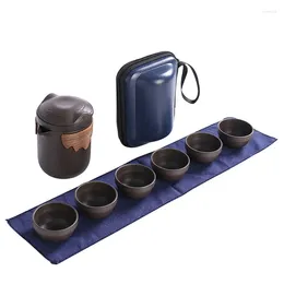 Zestawy herbaciarni Przenośna ceramiczna filiżanka herbaty Zestaw Pantan Chińskie gongfu porcelanowe Teapot Teakupy do podróży piknik na świeżym powietrzu