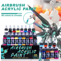 Ophir Airbrush Paint Acrylic Paint for Nail Art Diy Model Shoes Leather Water 48 Colling اختر TA005 240509
