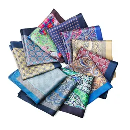 Herren im Retro -Stil 100% Seiden Paisley Blumendruck Hanky Custom Griff Head Pocket Square 240511