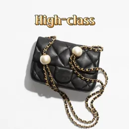 Mode lyxväskor kvinnor designer väska klassisk klaffväska dubbla pärlor cc crossbody handväska premium klass delikat och mjuk dyra lammskinn 10a originalkvalitet