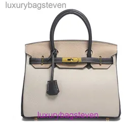 Luxury Counter Quality Hremms Birkks Designer -Taschen 30 und 35 Leder -Farbkontrastbeutel bieten nicht erstattungsfähig mit echtem Logo