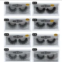 11 أنماط 1pairlot 100 Real 3D Mink Eyelashes Full Strip False Shotelash with Clear Box عالية الجودة 9304589