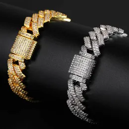 18K Gold Plated 14mm Hip Hop Cuban Chain tennis bracelet