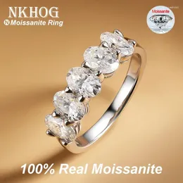 Cluster Rings NKHOG 2.5cttw Oval Moissanite Ring For Women 925 Sterling Silver 18k Gold Plated Sparkling Wedding Fine Jewelry GRA Tested