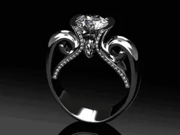 Köpüklü lüks mücevher 925 STERLING Gümüş Yuvarlak Beyaz Topaz CZ Mozan Elmas değerli taşlar Kadın Düğün Taç Yüzük Hediyesi F5611472