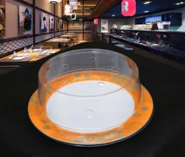 200pcs suşi tabak için plastik kapak büfe konveyör bant yeniden kullanılabilir şeffaf kek plaka gıda örtüsü restoran aksesuarları7967629