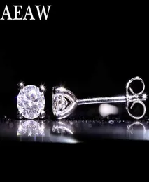 AeeAw Moissanit Ohrringe F 5mm 1CTW Diamond Bolde Ohrringe Solid 14K White Gold Classic Labor Diamant 4 -Stecker Ohrringe für Frauen 21032566489