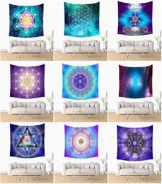 Rainbow Galaxy Astrology Tapisseries and Energy Medicine Flower of Life Sacred Geometry Symbol Pattern Printing Polyester Wall Deco9315849