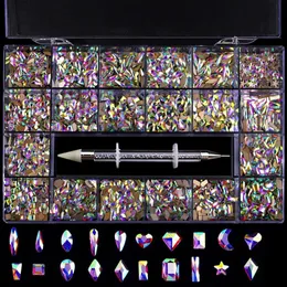Nail Art Rhinestones Decorations Kit 3D Luxury Crystal Charms Diamond Diy Alloy Jewelry Gem Parts Accessories Stones 240509