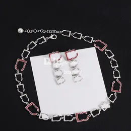 Silberbrief Ohrring Halskette Sets Retro -Metallketten -Halsketten Sets Luxus -Ohrringe mit Geschenkbox