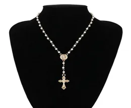 Katolickie koraliki różańcowe Naszyjnik Kobiety Oświadczenie biżuterii religijne złota łańcuch Lin Multilayers Choker Vine Naszyjniki 588555741853275