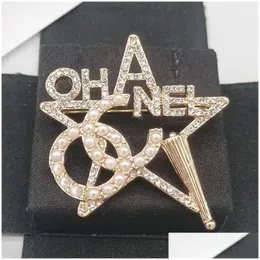 Pins Brooches Classic Brand Luxury Desinger Brooch Women Star Inlay Crystal Athestone Жемчужные буквы костюма модные ювелирные украшения Ot5go