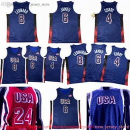 2024 Team USA Basketballtröjor 5 Anthony Edwards 4 Stephen Curry 6 LeBron James Kawhi Leonard Joel Embiid Davis Tatum National Kevin Durant Devin Book Bam Adebayo