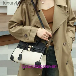 10A Original 1:1 Hremms Birkks Original Tote Bags Online Store 2024 New Genuine Leather Bag Popular Canvas Paired with Womens Texture Western Style Handbag Bags