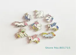 Ny designhäst FC1680 Floating Locket Charms Unicorn 10st Floating Living Charms As Gift Wholes Christmas Charms9997596
