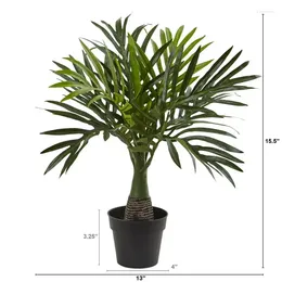 Flores decorativas de plástico e poliéster mini areca palm planta artificial verde