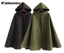 Women039s Wool Blends Gothic Cloak Women Medieval Hooded Coat Vintage Cape Long Trench Halloween Cosplay Costume Overcoat Clo4937677