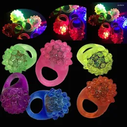 Party Decoration 50sts Flash LED Light Bumpy Jelly Rubber Rings Finger Toys for Parties Event Favors Raves Concert Shows Gift