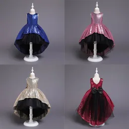 2019 Altın Pullar Yüksek Düşük Tasarımcı Çocuk Elbiseleri Resmi çiçek kız elbise mücevher kolsuz büyük yay kanat siyah tül yarışma topu 2875