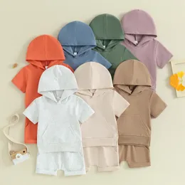 Citgeett Summer Preschool Casual Baby Girl Boys устанавливает сплошные футболки с короткими рукавами, установленные 240424