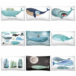 Подушка 30x50см творческий мультипликационный кит крышка кита скандинавская наволочка по талии декоративное домашнее диван
