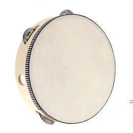 Drum 6 inches Tambourine Bell Hand Held Tambourine Birch Metal Jingles Kids School Musical Toy