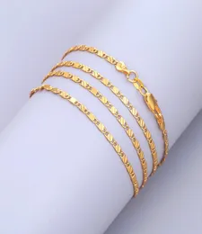 10 Stück verlieren Geldwerbung 2mm flache Gold/Silberketten Halskette Beauul Schmuck für Frauen Wasserwellenblock Figaro Halskette 16-30inch5583032