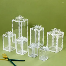 Embrulho de presente 10pcs/pacote de impressão transparente caixas de embalagem festas de casamento copo de copo de chocolate jóias caixa de presentes dobráveis