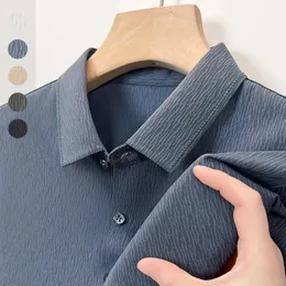 Mens Dark Pattern Shirt Golf Golf Sudabsorbente traspirante elastico elastico slim fit estate 240510