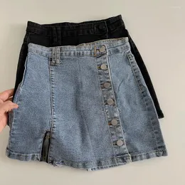 Skirts Retro Deim Skirt For Women Side Zip High Waist A-Line Jeans Female Summer Versatile Black Denim Half Commute Clothes