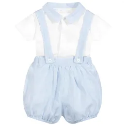 Zestawy odzieży Summer hiszpańskie ubrania dla dzieci niemowlęce niemowlę w paski ogółem stroje ślubne urodzone w krótkim rękawie