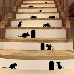 Wall Stickers 9 Cute Mouse Room Decoration 3d Diy Adesivos De Paredes Creative Home Decals Animals Mural Art Mice Posters