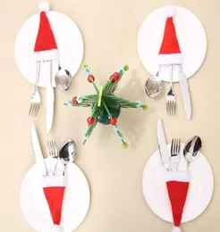 Barato em estoque Santa Claus Christmas Mini Hat de jantar interno Spoon Decorations Decorações Ornamentos de Natal Festa Favory Navida8048915