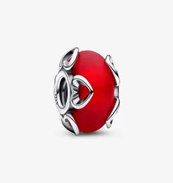 Charms 925 srebrny strebred czerwony czerwony szklane serca uroki fit oryginalny europejski urok bransoletka moda moda ślub Eng9344761