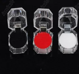 60st 3Colors 60st Rings Box Jewelry Clear Acrylic Billiga lådor Bröllopspresent Ring Stud Dust Plug Box1251275