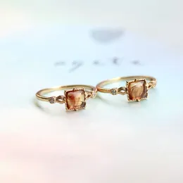 Ringos de cluster 925 Sterling Silver Ring Amber Square for Women Bridal Weddal Gemstone EnvolvEst Party Fine Jewelry de alta qualidade