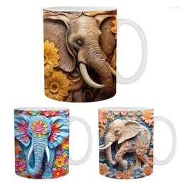 Mugs 3D Flower Animal Elephant Ceramic Painting Mug Creative Cups Coffee With Handle Home Office Decor