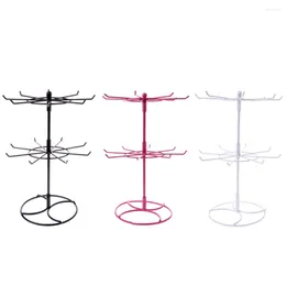Kitchen Storage Black Personality Wrought Iron Double-Layer Rotating Jewelry Stand Home Bedroom Rack For Earrings And Necklaces