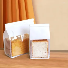 선물 랩 50pcs 두꺼운 베이킹 토스트 셀프 밀봉 패키지 가방 사탕 가방 투명한 창 면화 종이 컬링 와이어