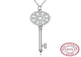 قلادات Zemior Chokers للنساء 925 Sterling Silver Trendy Full Zirconia key Necklace Fine Jewelry Gift3909481