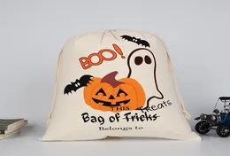 DHL Halloween Candy Bag Geschenk Sack Leckerbissen oder Trick Kürbis gedrucktes Fledermaus -Leinwand -Tasche Kinder Geschenke Party Festival Kordelstringtasche 76727950