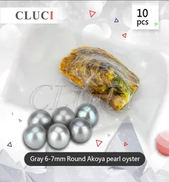 Cluci 10pcs Grey Vacuumpacked 67 -мм круглый Akoya Pearls в устричных серебряных цветах соленый жемчужный устриц WP087SB T2005074539327