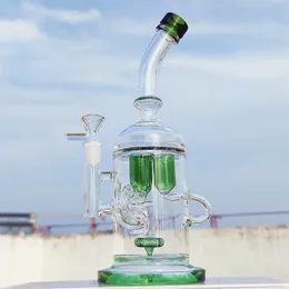 12 Inch Heady Bong Green Premium Three Tubes Joint Mixed Color Neo Fab Hookah Water Pipe Glass Bongs With 14mm Bowl Ready for Use US Warehouse
